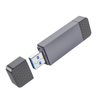 Кардрідер Hoco HB45 Spirit 2-in-1 USB/Type-C 3.0 Колір Сiрий 6942007620529 фото
