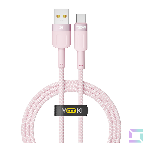 Кабель USB YOKI STYLE YK-ST41 Type-C 3A 1.2m Колір Рожевий 6907858579723 фото