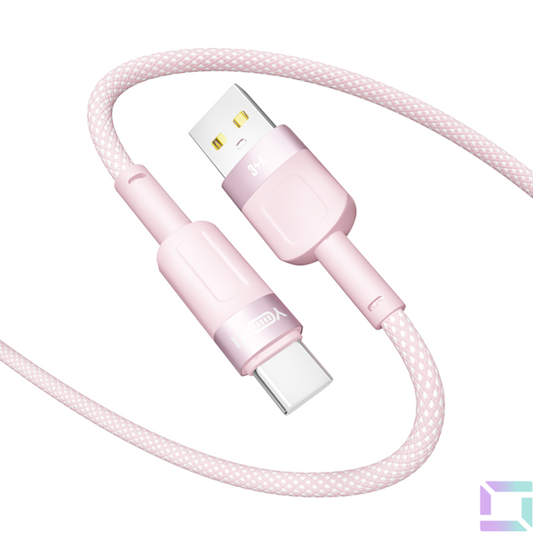 Кабель USB YOKI STYLE YK-ST41 Type-C 3A 1.2m Рожевий 6907858579723 фото