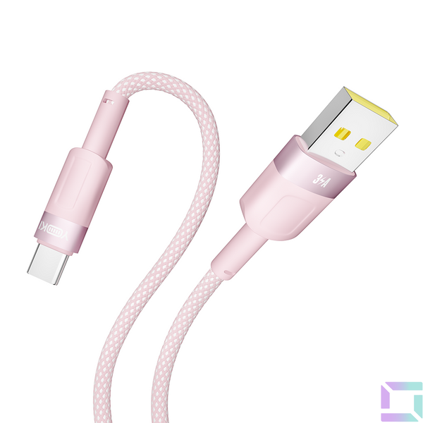 Кабель USB YOKI STYLE YK-ST41 Type-C 3A 1.2m Колір Рожевий 6907858579723 фото