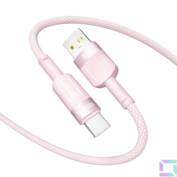 Кабель USB YOKI STYLE YK-ST41 Type-C 3A 1.2m Колір Рожевий 6907858579723 фото