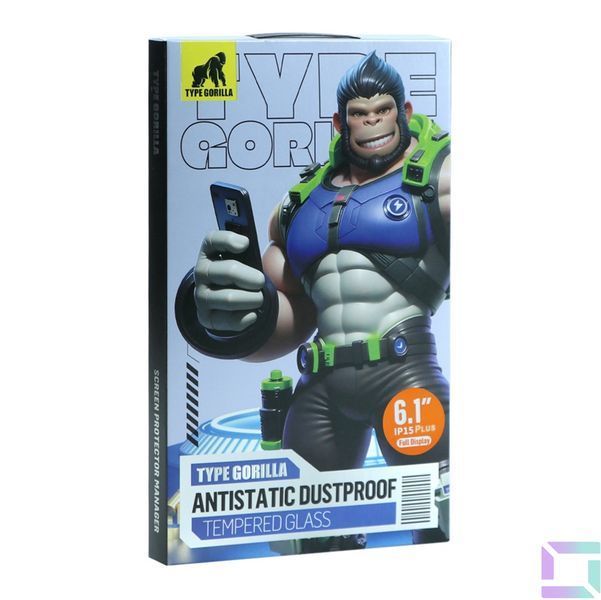 Захисне скло Type Gorilla 0.33 мм 2.5D HD Anti-Static PTJ1 для iPhone 14 Pro Max Чорний 6934663723584 фото