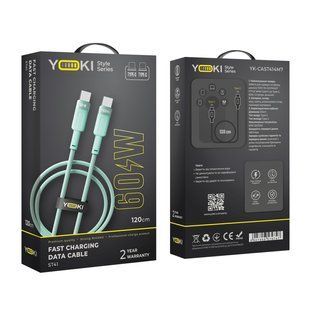 Кабель USB YOKI STYLE YK-ST41 Type-C to Type-C 60W 1.2m Зелений 6907858579747 фото