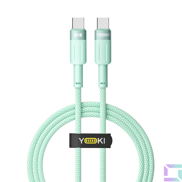 Кабель USB YOKI STYLE YK-ST41 Type-C to Type-C 60W 1.2m Зелений 6907858579747 фото
