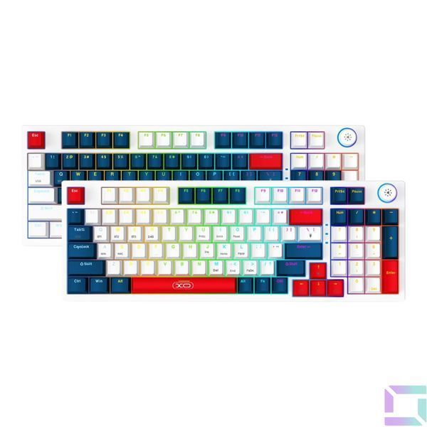 Клавиатура Игровая беспроводная XO KB-08 Wireless Tri-mode 96-key Mechanical Белый+синий+красный 6920680860692 фото