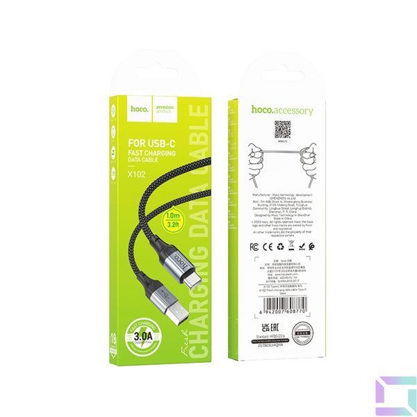 Кабель USB Hoco X102 Type-C 3A Чорний 6942007608770 фото