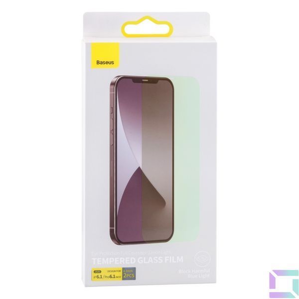 Захисне скло Baseus 0.3 mm Eye Protection (Green Light) для iPhone 12/12 Pro (2 шт) SGAPIPH61P-LP02 Зелений 6953156231368 фото