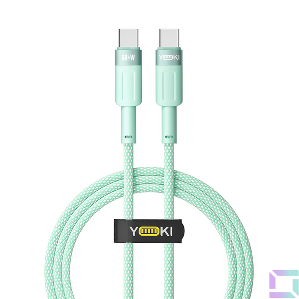 Кабель USB YOKI STYLE YK-ST41 Type-C to Type-C 60W 1.2m Колір Зелений 6907858579747 фото