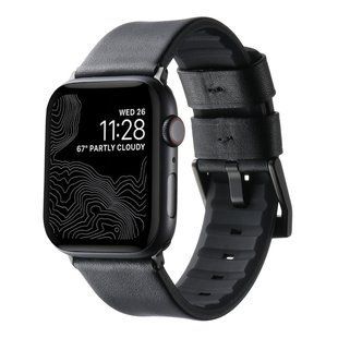 Ремінець для Apple Watch Leather+Silicone 38/40/41 mm Black Black 2020000478287 фото
