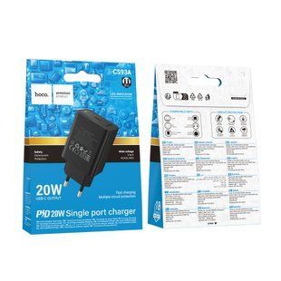 Мережевий Зарядний Пристрій Hoco CS93A 1USB-C PD/QC 20W Чорний 6942007671064 фото