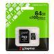 Карта Пам'яті Kingston Canvas Select Plus Gen3 microSDXC (UHS-1) 64gb 10 Class & Adapter Чорний 740617348408 фото 2
