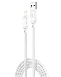 Кабель USB XO NB235 Zebra series Braided 2.4A Lightning Бiлий 6920680834204 фото