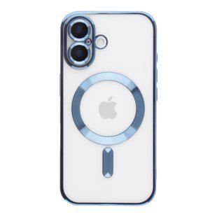 Чехол TPU Metallic Full Camera with Magsafe для iPhone 16 Blue 2020000457459 фото