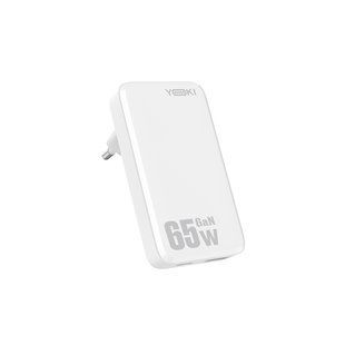 Мережевий Зарядний Пристрій Yoki SlimGaNPro YK-GaN65SAC 1 Type-C+1USB 65W Бiлий 6912345678223 фото