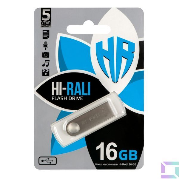 USB флеш-накопичувач Hi-Rali Shuttle 16gb Сталевий 1931472583779 фото