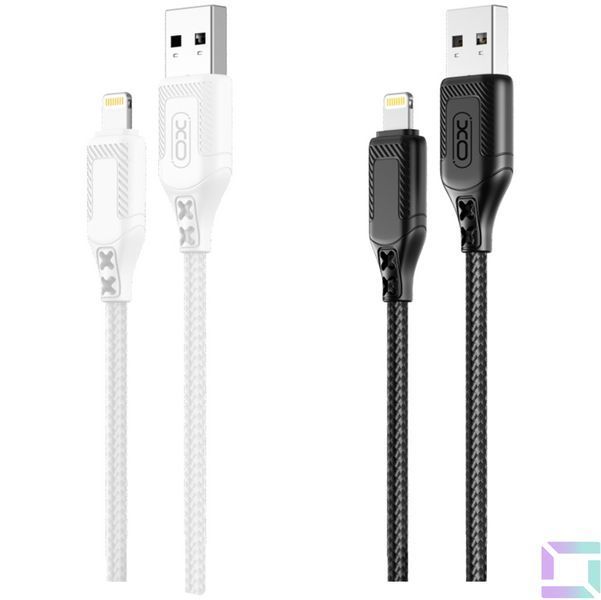 USB XO NB235 Zebra series Braided 2.4A Lightning Белый 6920680834204 фото