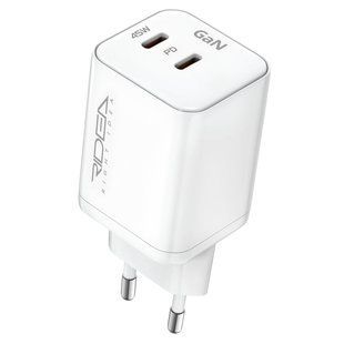 Мережевий Зарядний Пристрій Ridea RW-GaN45PP2C Prime Pro 2Type-C PD&QC 45W Бiлий 6922021975270 фото