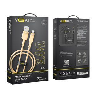Кабель USB YOKI STYLE YK-ST41 Lightning 2.4A 1.2m Помаранчевий 6907858579808 фото