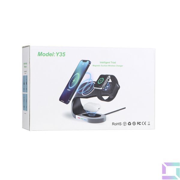 Бездротовий Зарядний Пристрій з MagSafe Y35 3in1 15W IP Version Чорний 2020000350309 фото