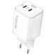 Мережевий Зарядний Пристрій Ridea RW-GaN45PP2C Prime Pro 2Type-C PD&QC 45W Бiлий 6922021975270 фото 1