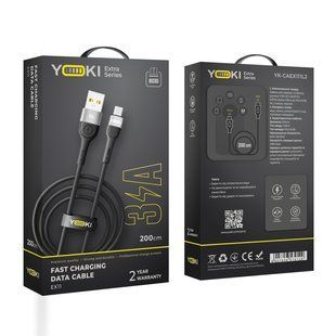 Кабель USB YOKI EXTRA YK-EX11 Micro 3A 2m Чорний 6907858579129 фото