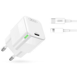 Мережевий Зарядний Пристрій XO CE06 PD 30W GaN Type-C to Lightning Бiлий 6920680832941 фото