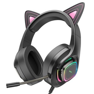 Ігрові Навушники Hoco W107 Cute Cat Ear Колір Рожевий 6931474791252 фото