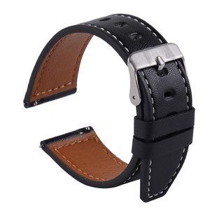 Ремешок Универс 22mm Leather strap with straight tip для Samsung/Amazfit/Huawei Black 2020000413424 фото