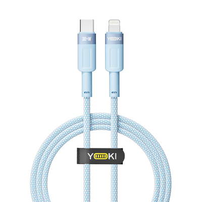 Кабель USB YOKI STYLE YK-ST41 Type-C to Lightning 30W 1.2m Колір Синiй 6907858579822 фото
