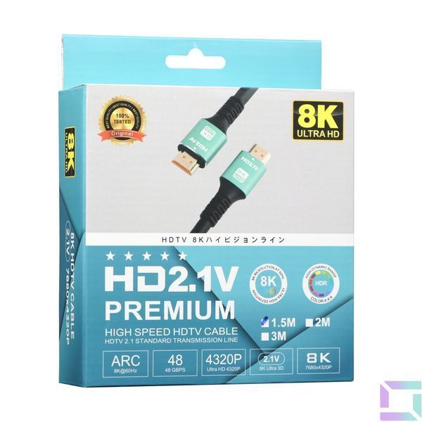 Cable HDMI- HDMI 2.1V 1.5m 8K 120 fps Черный 2020000340423 фото