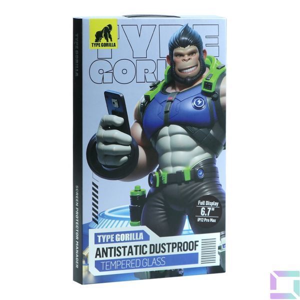 Защитное Стекло Type Gorilla 0.33 мм 2.5D HD Anti-Static PTJ1 для iPhone 12 Pro Max Черный 6934663711574 фото