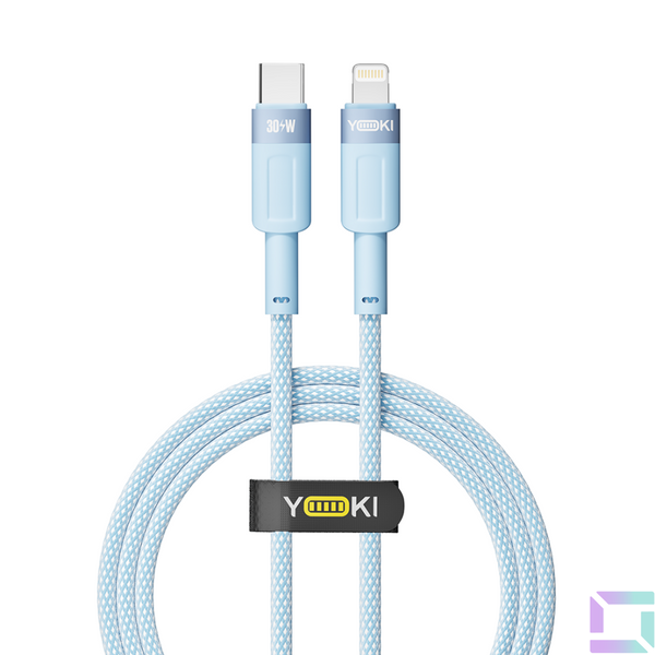 Кабель USB YOKI STYLE YK-ST41 Type-C to Lightning 30W 1.2m Синiй 6907858579822 фото