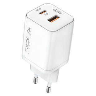 Мережевий Зарядний Пристрій Ridea RW-GaN45PPAC Prime Plus Type-C+1USB PD&QC 45W Бiлий 6922021975300 фото
