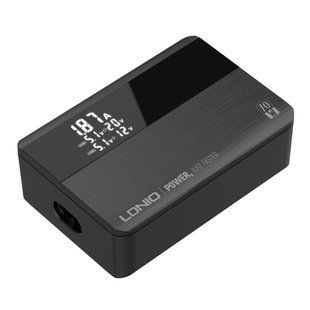 Сетевое Зарядное Устройство LDNIO A4808Q 2USB/2USB-C GAN PD70W LED Display 1.5m Черный 6933138691946 фото