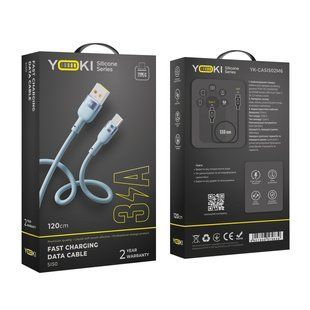 Кабель USB YOKI SILICONE YK-SI50 Type-C 3A 1.2m Синiй 6907858579839 фото
