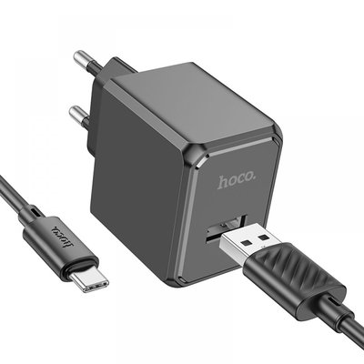 Мережевий Зарядний Пристрій Hoco CS11A 1USB 2.1A+USB to Type-C Колір Чорний 6942007603607 фото