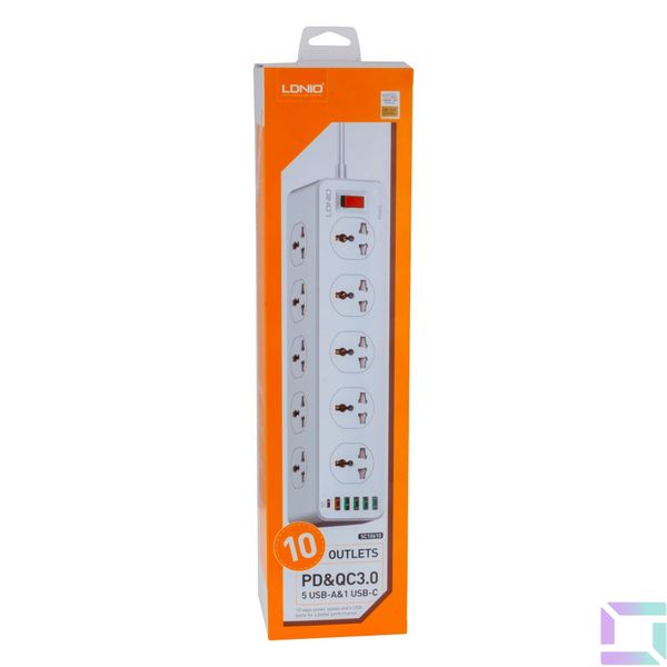 Мережевий Подовжувач LDNIO SC10610 (10 ports / 1PD / 1QC3.0 / 4 USB / 2m) Колір Бiлий 6933138691199 фото