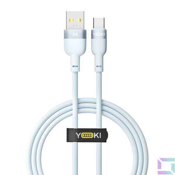 Кабель USB YOKI SILICONE YK-SI50 Type-C 3A 1.2m Синiй 6907858579839 фото