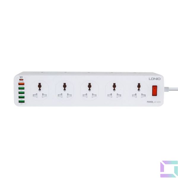 Мережевий Подовжувач LDNIO SC10610 (10 ports / 1PD / 1QC3.0 / 4 USB / 2m) Колір Бiлий 6933138691199 фото