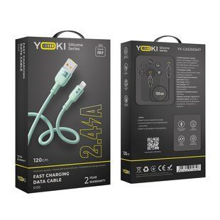 Кабель USB YOKI SILICONE YK-SI50 Lightning 2.4A 1.2m Зелений 6907858579846 фото
