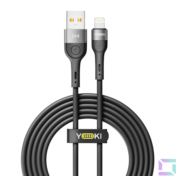 Кабель USB YOKI EXTRA YK-EX11 Lightning 2.4A 2m Чорний 6907858579143 фото