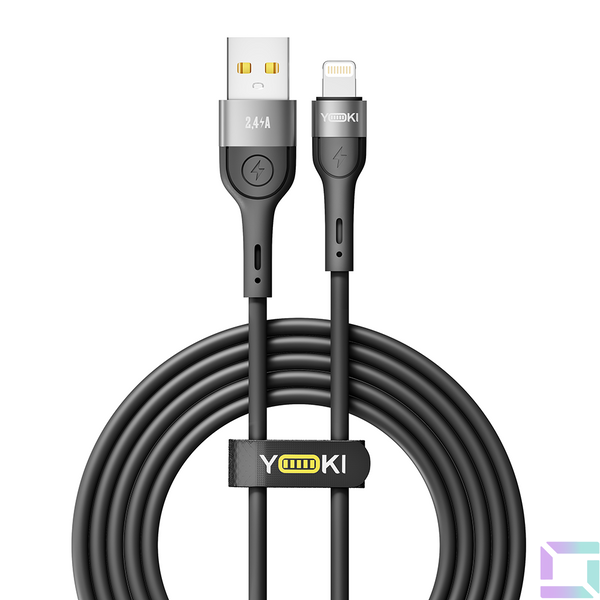 Кабель USB YOKI EXTRA YK-EX11 Lightning 2.4A 2m Колір Чорний 6907858579143 фото