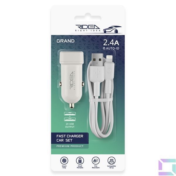 Авто Зарядное Устройство Ridea RCC-21312 Grand Lightning 2USB 2.4 A Белый 6902013730131 фото