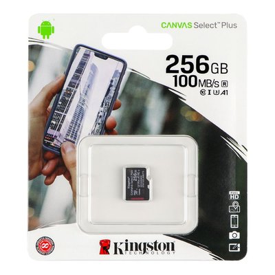 Карта Пам'яті Kingston Canvas Select Plus microSDXC (UHS-1) 256gb 10 Class Колір Чорний 740617299168 фото