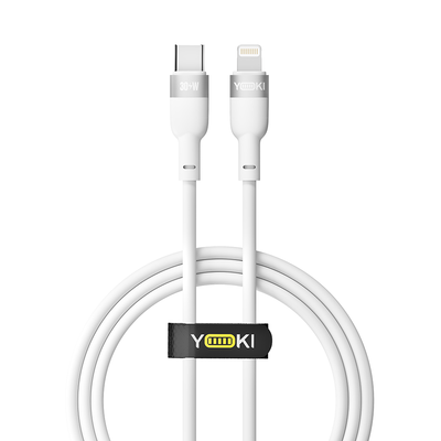 Кабель USB YOKI SILICONE YK-SI50 Type-C to Lightning 30W 1.2m Колір Бiлий 6907858579853 фото