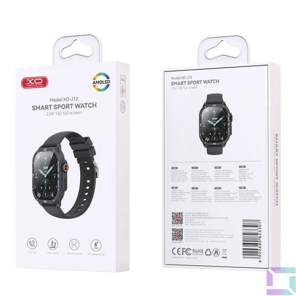 Смарт Годинник XO J12 AMOLED Чорний 6920680823307 фото