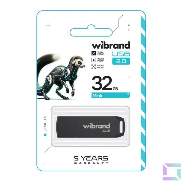 USB флеш-накопичувач Wibrand 32gb Mink Чорний 4820124241365 фото