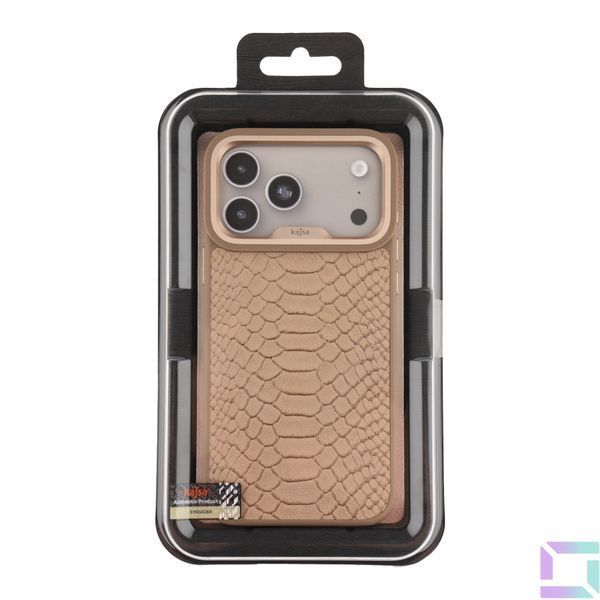 Чехол Kajsa Glamorous Collection Snake Pattern with MagSafe для iPhone 17 Pro Max Desert Gold O-Ring 4894505233119 фото