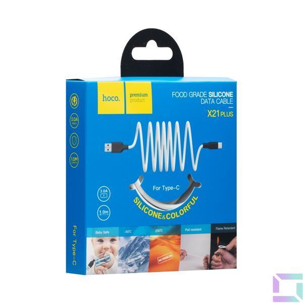 Кабель USB Hoco X21 Plus Silicone Type-C Чорно-Білий 6931474711915 фото