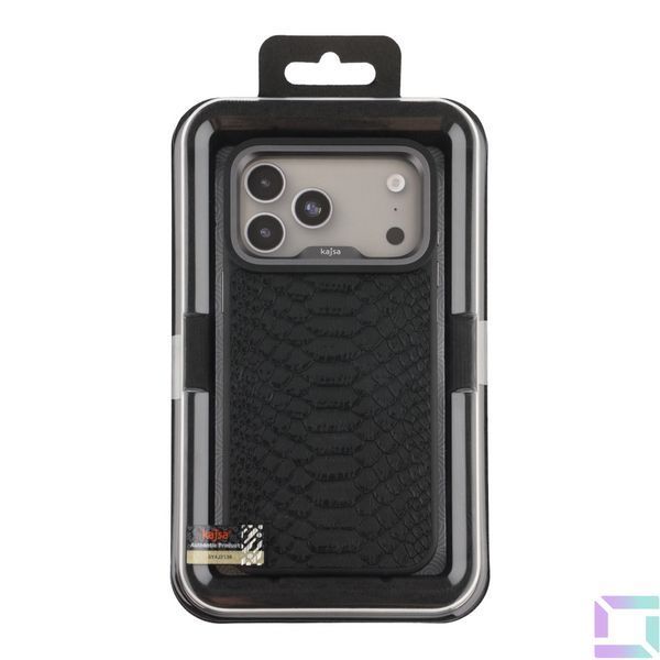 Чохол Kajsa Glamorous Collection Snake Pattern with MagSafe для iPhone 17 Pro Black O-Ring 4894505233027 фото